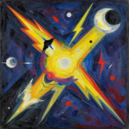 🪐☄⚡🌙, lowbrow, in the style of kandinsky, giger