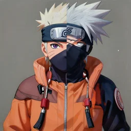 ultra realistic portrait painting of a fusion of obito and kakashi, art by masashi kishimoto, 4 k, naruto artstyle, cel shaded, highly detailed, epic lighting, full body