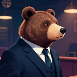 profile picture of gambling bear with suit from wall street, concept art, lofi