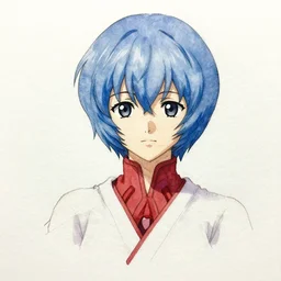 watercolor sketch of rei ayanami