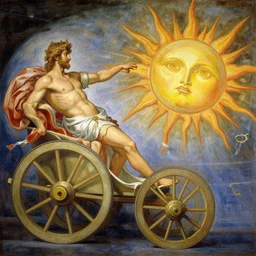 Tragic Portrait of Phaethon the Demigod losing control of the chariot chariot that is the sun careening through the zodiac filled stratosphere Ilya Repin Michelangelo Buonarotti Leonardo Da Vinci masterpiece fresco quadratura Trompe-lœil