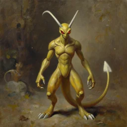 mewtwo realistic oil painting by Thomas Cole and Wayne Barlowe