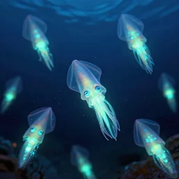 ocean full of glowing squids