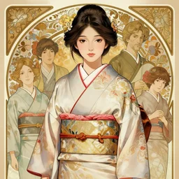 hyperdetailed portrait of a 6 5 year irish woman in a kimono, digital painting, artstation hq, sharp foccus ilustration, artstation hq. intricate, elegant. wlop, artgerm, greg rutkowski, alphonse mucha, medium shot. dan mumford, tomokazu matsuyama, takato 4 yamamoto