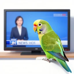 a parrot giving a news cast on tv