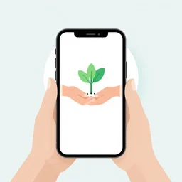 a app icon for a plant trading app, hands which exchange seeds, app icon