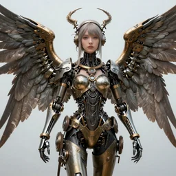 a female steampunk angel with mechanical wings, artstation, 8k, hyper detailed