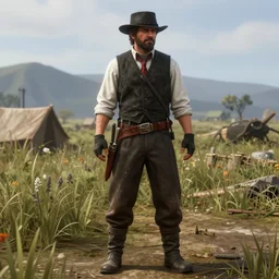 toph beifong in red dead redemption 2, character render, full body shot, highly detailed, in game render