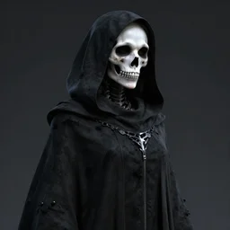 the goddess of death wearing a black hood, octane render, trending on artstation, digital art