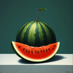 painting of a watermelon by rene magritte, hd, 4 k, detailed, award winning