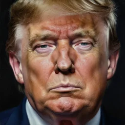 gediminas pranckevicius | close up portrait of a the trump in the sinister valley of despair, one mouth, one nose, two eyes, oil painting by tomasz jedruszek, cinematic lighting, pen and ink, intricate line, hd, 4 k, million of likes, trending on artstation