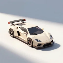 a low poly object of a single sport car positioned in the center of the image on the white background