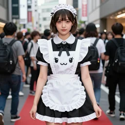 martin shkreli in kawaii maid dress at harajuku tokyo street fashion event, a professional high quality photo from vogue magazine