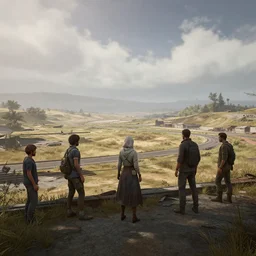 windswept vista overlooking a abandoned raceway. jasmin habezai - fekri, anton fadeev, tony zhou shuo, greg rutkowski, unreal engine 5