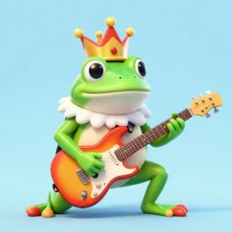 clown frog king, frog clown wearing the clown crown, clown world king shredding on an electric guitar in front of an exploding castle, painting by frank frazetta and wayne barlowe, clean, clown from rainbow wig