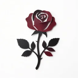 thorn vine garden. simple leather paper cutout art in black, red, and burgundy on a white background. minimalist logo art, very simple. dark sensual theme. maybe a rose with many thorns.