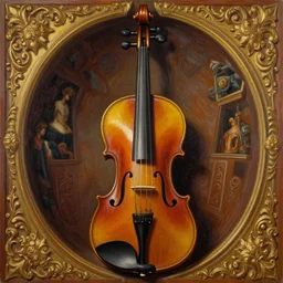 bold simple baroque oil painting of violin interior, by peter mohrbacher, by frank frazetta, by alan lee, john howe, da vinci, large depth of field, super detailed, digital art, trending on artstation, ornate