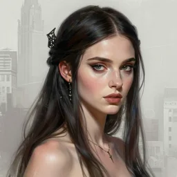 a portrait of kate mara as a sorceress, urban motifs, intricate, elegant, highly detailed, digital painting, trending on artstation, concept art, smooth sharp focus, illustration, art by artgerm and greg rutkowski