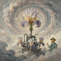 divine chaos engine by karol bak and ruan jia and vincent van gogh, desaturated moody neutral pastel colors, iris van herpen visionary dreamscape, symbolist, james jean spiraling clouds, imagination, daydreams and nightmares, otherworldly, ethereal, warm