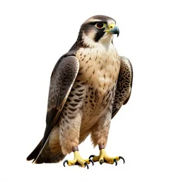 stoic falconer with falcon, high detail digital art, full body, standing, isolated on a pure white background, centered, whole figure in frame, sharp focus, studio lighting
