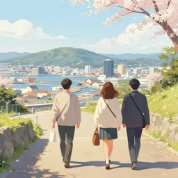 walking around misumi west port and manda pit, kumamoto, japan. volumetric lighting, nice spring afternoon, sunny weather, ( few clouds ), photorealistic illustration, perfectly shaded, soft painting, art by krenz cushart and wenjun lin