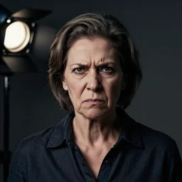 portrait of my mum, angry look, dark background, studio light, hdr, nikon 2 4 mm f / 1. 8 g, by sebastiao salgado