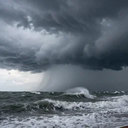 violent storm in the ocean
