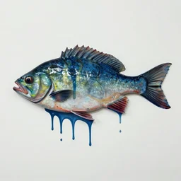 twisted fish, wet paint, dripping paint