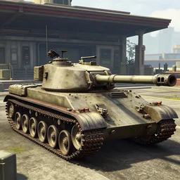 walking battle tank armed with cannons, parked in front of a command station, gta v, stephen bliss, unreal engine, fantasy art, greg rutkowski, loish, rhads, ferdinand knab, makoto shinkai, lois van baarle, ilya kuvshinov, rossdraws, tom bagshaw, global illumination, radiant light, detailed and intricate