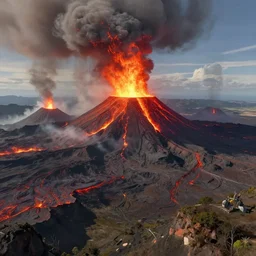 3 d virtual landscape painting, amazing volcanic eruption, three point lighting, by yuumei, bayard wu, wlop, tim white, ross tran, 4 k