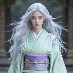 dreamlike luxury stunning gorgeous asian woman fairy portrait, pale green and purple kimono long hair windy, art by artgerm, wlop, loish, ilya kuvshinov, 8 k hyperrealistic, hyperdetailed, beautiful lighting, detailed background, depth of field, symmetrical face, frostbite 3 engine, cryengine,