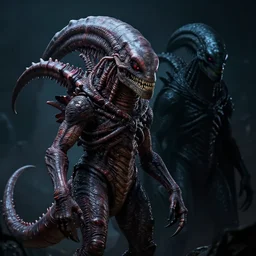 portrait of a demogorgon on left, darkness on right, highly realistic, ray tracing, volumetric lighting, highly detailed