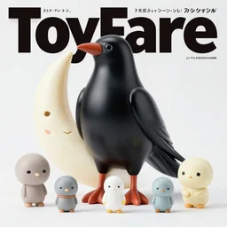 toyfare magazine cover of japanese raven and moon faced toys. studio lighting. 3 5 mm f / 2. 8 macro lens. polaroid - h 6 4 0