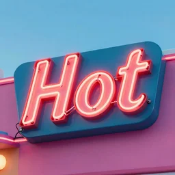 neon sign reading hot ; googie, diner - n 9
