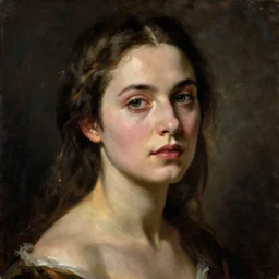 very detailed skillfully made portrait oil on canvas of eva green by caravaggio style with dark background softly lighted