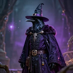 A portrait of a crow in a wizard costume, UHD, 4K, Tyler Jacobson, fantasy, DnD, magical particles, magical, digital art
