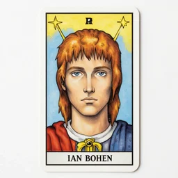 head - on symmetrical centered painted portrait, ian bohen, tarot card style, fantasy, intricate, highly detailed, smooth, sharp focus, illustration, artstation, in the style of wlop