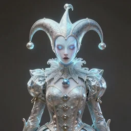 front shot of a court jester character, hyperdimensional, bioluminescent ethereal, ((intricate)), elegant, highly detailed, centered, (((artstation, concept art, smooth, sharp focus, artgerm, Tomasz Alen Kopera, Peter Mohrbacher, donato giancola, Joseph Christian Leyendecker, WLOP, Boris Vallejo))), mugshot!!!!!, ugly!!!!!!, octane render, nvidia raytracing demo, grainy, muted