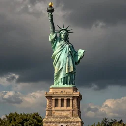 photo of the statue of liberty as a chinese in beijing, coper cladding