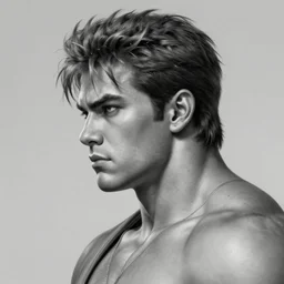 hyperdetailed profile portrait of a realistic ryu from street fighter, grayscale, by greg rutkowski, highly detailed, digital painting, artstation, smooth, sharp focus illustration, artstation hq. intricate, elegant, 8 k, unreal engine. art by wlop and artgerm and ayami kojima. dan mumford, tomokazu matsuyama, takato yamamoto