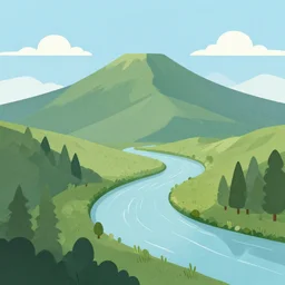 mountaintop river flat illustration by charlie bowater trending on artstation