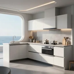 a tidy futuristic kitchen in the sea by aertsen pieter