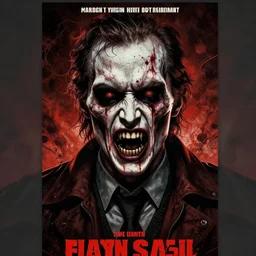 yeltsin in hell, scary art in the style of a poster for a movie in a cinema, art in 4 k, detailed details