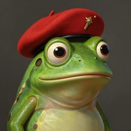 pepe the frog wearing a red military beret, portrait, intricate, sad, highly detailed, digital painting, artstation, concept art, wallpaper, smooth, sharp focus, illustration, art by artgerm and greg rutkowski and alphonse mucha