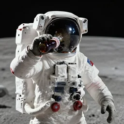 a high detail shot of  astronaut  drinking a bottle cola on the moon , realistic, 8k, Unreal engine,