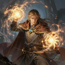 young human mage wearing a mantle, casting a powerful spell, overwhelmed with power, medium shot, very detailed, digital art, illustration, by wlop,