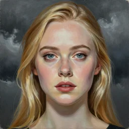 professional painting of Elle Fanning in the style of Johfra Bosschart, head and shoulders portrait, symmetrical facial features, smooth, sharp focus, illustration, intricate, stormy weather, extremely detailed masterpiece,