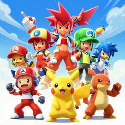a fusion of the following games ; dark cloud 2, pokemon legends : arceus, bomberman 6 4, clayfighter