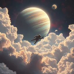 astronaut plummeting falling in the clouds of jupiter, epic scene, by victo ngai, kilian eng vibrant colours, dynamic lighting, digital art, winning award masterpiece, fantastically beautiful, illustration, aesthetically inspired by beksinski and dan mumford, trending on artstation, art by greg rutkowski, 8 k