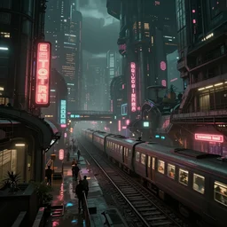 a futuristic post - apocalyptic subway city of latinamerican type with neon lights artstation, illustration